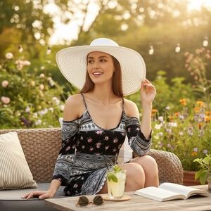 Adara Floral Mini Boho Cold Shoulder & Spaghetti Straps Dress Size S